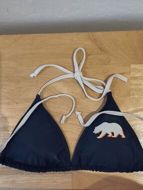 Navy Triangle Bikini Top with Cal Bear Logo
